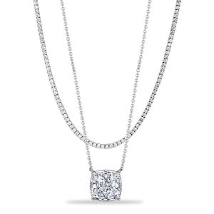 necklaces - Italo Solitaire Cushion Cut White Sapphire Layering necklaces For Women, Italo jewelry - Online Catalog