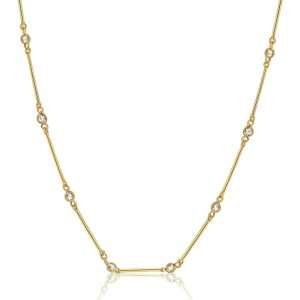 necklaces - Italo Golden 3 MM Round Cut Station Necklace Tennis Necklace For Women, Italo jewelry - Online Catalog