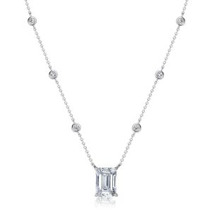 necklaces - Italo Bezel Setting Emerald Cut Pendant Necklace For Women, Italo jewelry - Online Catalog