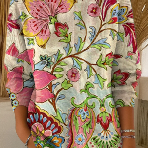 Women Floral Long Sleeve Comfy Casual Printing Sweater, Hoodies & Sweatshirts, color:As Picture|size:5XL, catalog Noracora shop
