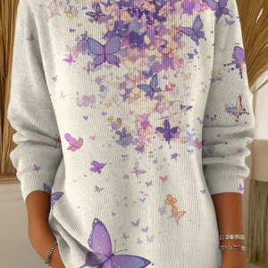 Women Butterfly Long Sleeve Comfy Casual Printing Sweater, Hoodies & Sweatshirts, color:Apricot|size:5XL, catalog Noracora shop