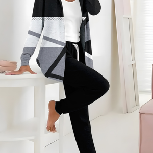 Women Abstract Printing Two-Piece Set Daily Long Sleeve Casual Spring/Fall Coat With Pants Matching Set, Sets, color:Black|size:XXL, catalog Noracora shop