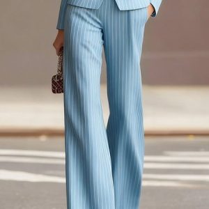 Urban Striped Printing Straight Pants, Pants, color:Blue|size:XXL, Stylewe