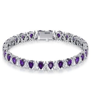 bracelets - Italo Pear Cut White & Amethyst Tennis Bracelet For Women, Italo jewelry - Online Catalog