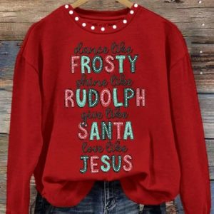 Vintage Crew Neck Text Letters Sweatshirt, Hoodies & Sweatshirts, color:Red|size:5XL, catalog Noracora shop