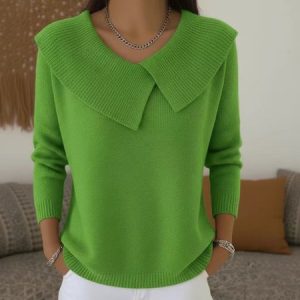 Women Knitted Plain Long Sleeve Comfy Vintage Sweater, T-shirts, color:Lightgreen|size:3XL, catalog Noracora shop