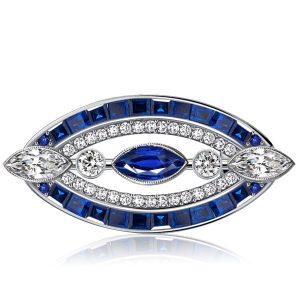 brooches - Italo Antique Marquise Cut Blue Sapphire Vintage Brooch For Women, Italo jewelry - Online Catalog