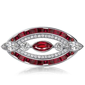 brooches - Italo Antique Marquise Cut Ruby Vintage Brooch For Women, Italo jewelry - Online Catalog