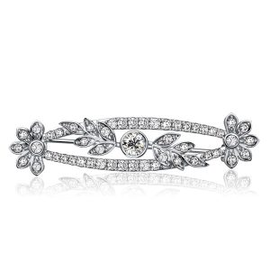 brooches - Italo Floral Round Cut White Sapphire Vintage Brooch For Women, Italo jewelry - Online Catalog