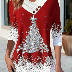 Casual Christmas Long Sleeve T-shirt, T-shirts, color:Silver|size:4XL, catalog Noracora shop