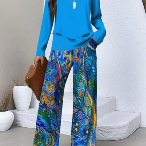 Women Psychedelic Art Two-Piece Set Daily Long Sleeve Casual Spring/Fall Top With Skirt Matching Set, Sets, color:As Picture|size:5XL, catalog Noracora shop
