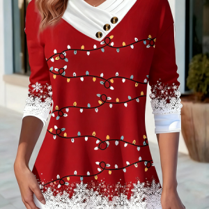 Casual Gradient Pattern Long Sleeve T-shirt, T-shirts, color:Red|size:4XL, catalog Noracora shop