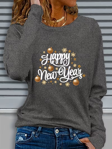 Women Text Letters Long Sleeve Tee T-shirt Crew Neck Casual Spring/Fall Tunic Top, JustFashionNow T-Shirts, color:Gray|size:XXL,