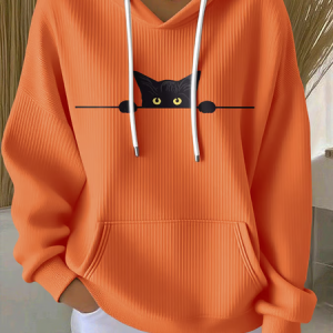 Casual Hoodie Cat Hoodie, Hoodies & Sweatshirts, color:Orange|size:5XL, catalog Noracora shop
