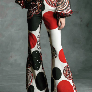 Urban Geometric Printing Flare Pants, Pants, color:As Picture|size:XXL, Stylewe