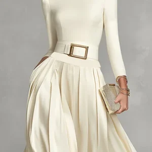 Urban Plain Stand Collar T-shirt With Belt, Tees, color:Apricot|size:XXL, Stylewe