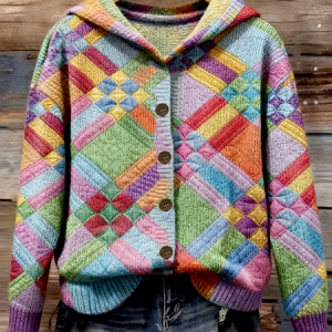 Women Wool/Knitting Striped Long Sleeve Comfy Casual Cardigan, Cardigans, color:As Picture|size:4XL, catalog Noracora shop