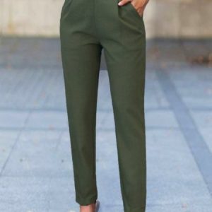 Women Plain Ankle Pants Pants Casual Spring/Fall Trousers, Pants, color:Green|size:3XL, catalog Noracora shop