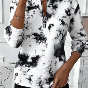 Vintage Crew Neck Tie-Dye Pattern Sweatshirt, Hoodies & Sweatshirts, color:Black-white|size:5XL, catalog Noracora shop