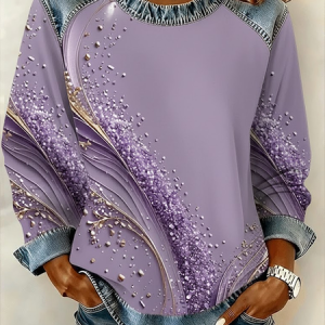 Vintage Crew Neck Abstract Sweatshirt Printing, Hoodies & Sweatshirts, color:Purple|size:4XL, catalog Noracora shop
