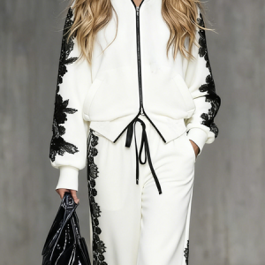 Urban Color Block Hoodie Jacket, Jackets, color:White|size:XXL, Stylewe