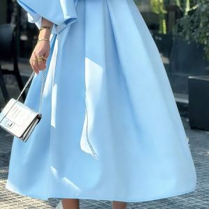 Elegant Plain Maxi Skirt, Skirts, color:Blue|size:XXL, Stylewe