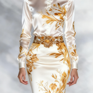 Elegant Floral Shirt Collar Shirt, Blouses and Shirts, color:As Picture|size:XXL, Stylewe