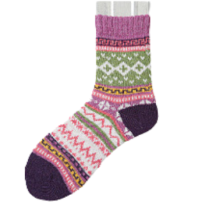 Chunky Knit Thick Warm Mid-calf Socks With Ethnic Retro Geometric Pattern, JustFashionNow Socks, color:Purple|size:One-size,