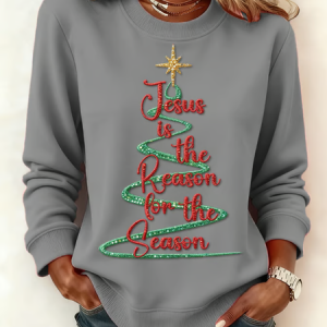 Vintage Crew Neck Christmas Sweatshirt, Hoodies & Sweatshirts, color:Light Gray|size:3XL, catalog Noracora shop