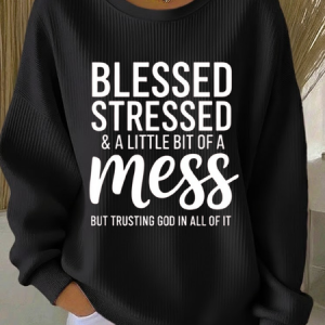 Casual Text Letters Printing Loose Sweatshirt, JustFashionNow Sweatshirts & Hoodies, color:Black|size:5XL,