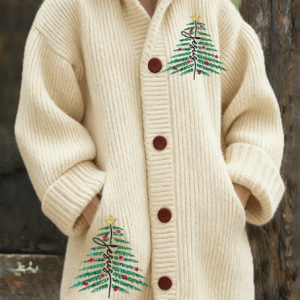 Women Wool/Knitting Christmas Long Sleeve Comfy Vintage Cardigan, Coats, color:Apricot|size:4XL, catalog Noracora shop