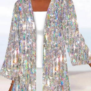 Women Spring/Fall Outerwear Vintage Gradient Pattern Three Quarter Sleeve Jacket, Kimono, color:As Picture|size:4XL, catalog Noracora shop