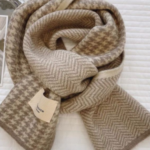 Versatile Korean Style Knitted Wool Christmas Red New Winter High-end New Year Gift Couple Scarf, Scarves, color:Beige|size:One-size, catalog Noracora shop