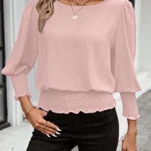 Women Plain Extra-long Sleeve Comfy Elegant Cardigan, Blouses, color:Pink|size:3XL, catalog Noracora shop