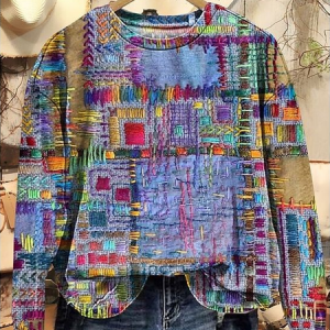 Printing Casual Abstract Loose Sweatshirt, JustFashionNow Sweatshirts & Hoodies, color:Purple|size:XXL,