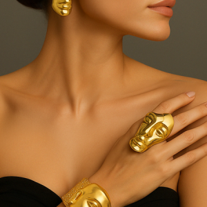 Creative and stylish face mask jewelry set, Bracelets, color:Golden|size:One-size, Stylewe