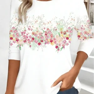 Casual 3D Printing Crew Neck Long Sleeve T-shirt, T-shirts, color:White|size:3XL, catalog Noracora shop