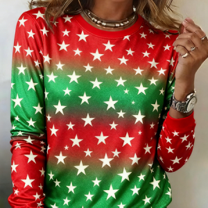 Vintage Color Block Crew Neck Long Sleeve T-shirt, T-shirts, color:As Picture|size:5XL, catalog Noracora shop