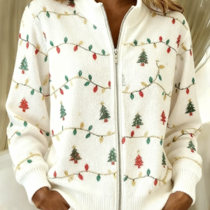 Women Wool/Knitting Christmas Long Sleeve Comfy Casual Cardigan, Cardigans, color:White|size:4XL, catalog Noracora shop