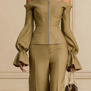 Urban Plain Spaghetti Shirt, Blouses and Shirts, color:Khaki|size:XXL, Stylewe
