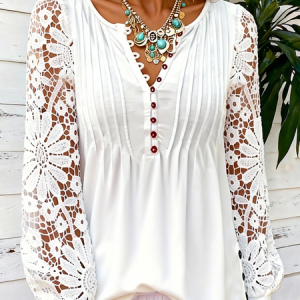 Elegant Plain V Neck Long Sleeve T-shirt, T-shirts, color:White|size:3XL, catalog Noracora shop