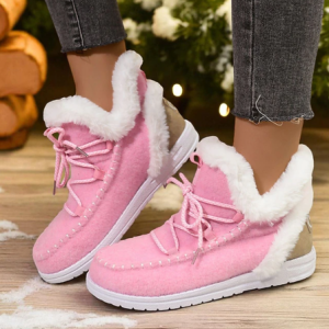 Casual Plain Lace-Up Low Heel Snow Boots, Boots, color:Pink|size:43, catalog Noracora shop