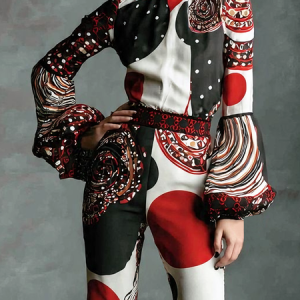 Urban Geometric Stand Collar Blouse, Blouses and Shirts, color:As Picture|size:XXL, Stylewe