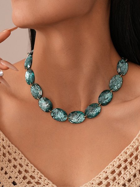 Urban Plain Chain Necklaces, Necklaces, color:Green|size:One-size, Stylewe