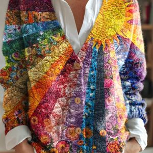 Women Geometric Long Sleeve Comfy Vintage Cardigan, Cardigans, color:Color2|size:5XL, catalog Noracora shop
