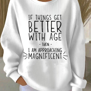 Vintage Crew Neck Letter Pattern Sweatshirt, Hoodies & Sweatshirts, color:White|size:3XL, catalog Noracora shop