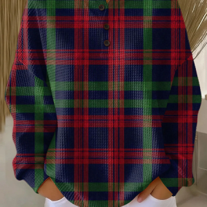 Casual Crew Neck Plaid Sweatshirt Printing, Hoodies & Sweatshirts, color:As Picture|size:5XL, catalog Noracora shop