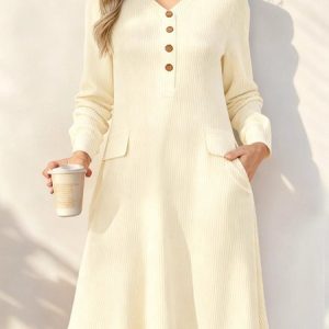 Women Striped Summer Dress V Neck Three Quarter Sleeve X-Line Dress, Dresses, color:Apricot|size:3XL, catalog Noracora shop