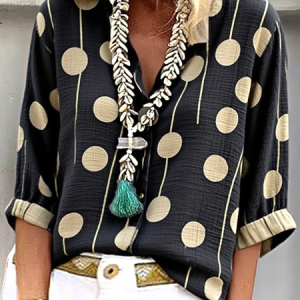 Shirt Collar Long Sleeve Striped Regular Loose Shirt For Women, Blouses, color:Black|size:XXL, catalog Noracora shop