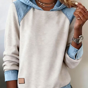 Casual Hoodie Multicolor Block Sweatshirt, Hoodies & Sweatshirts, color:Light Gray|size:5XL, catalog Noracora shop